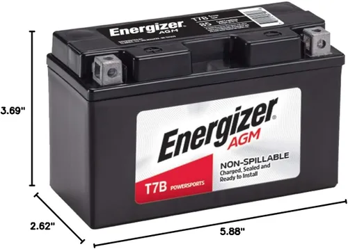 Vista 5 de Energizer Batería T7B AGM para motocicleta y ATV de 12 V, 85 amperios de arranque en frío y 6 Ahr. Reemplaza: YTX7B-BS y otros