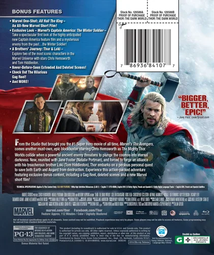 Vista 2 de Thor The Dark World Blu-ray