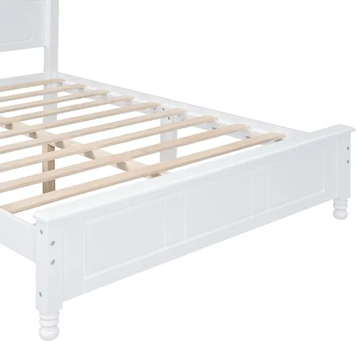 Vista 8 de SOFTSEA Marco de cama de tamaño matrimonial con cabecero alto y estribo, plataforma de madera
