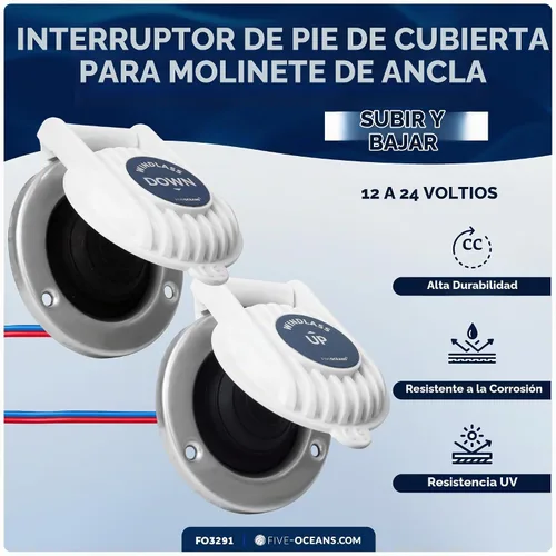 Vista 2 de Five Oceans Interruptor de pie de molinete – Interruptor de pie de cubierta de molinete de ancla cubierta/abajo, interruptores de una sola