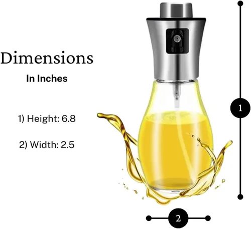 Vista 2 de Pulverizador de aceite de oliva para cocinar, paquete de 6.8 fl oz, embudo, cepillo, bandeja de goteo incluida, pulverizador de aceite para cocinar