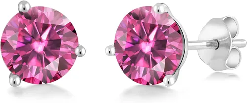 Vista 94 de Gem Stone King Aretes de oro de 14 quilates, 0.236 in, piedra natal redonda, Martini, 3 puntas, aretes de oro para mujer