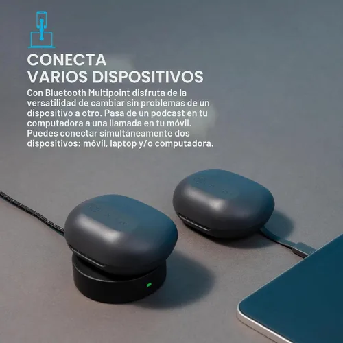 Vista 5 de JLab JBuds Sport ANC 4 True Wireless Bluetooth Audífonos + Estuche de Carga, Grafito, Controles de Deslize + Toque, Cancelación Activa de Ruido