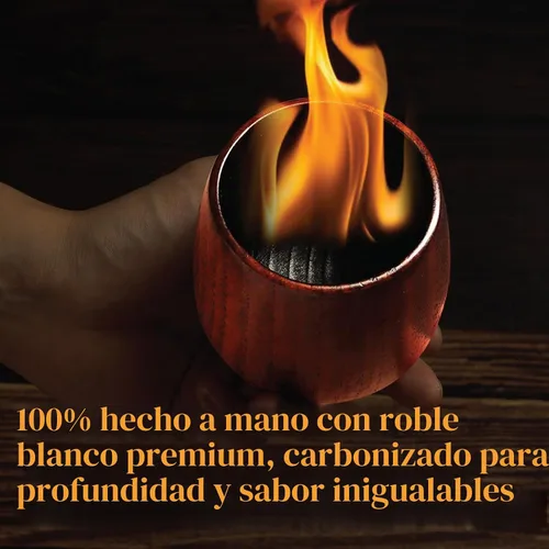 Vista 3 de BearSkill Vaso de madera carbonizada de bourbon para beber, vaso de whisky, regalos de bourbon para hombres, vaso de madera a la antigua, gran