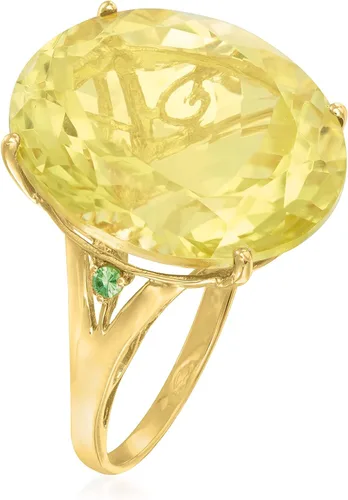 Vista 3 de Ross-Simons Anillo de cuarzo limón de 20 quilates en oro amarillo de 14 quilates