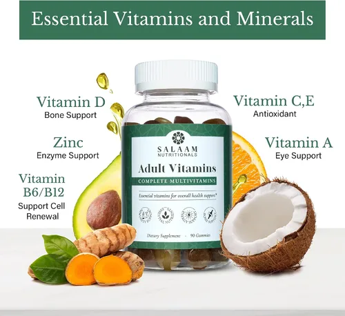 Vista 2 de Salaam Nutritionals - Multivitaminas para adultos, gomitas de vitaminas para mujeres y hombres, multivitaminas para adultos con 11 vitaminas