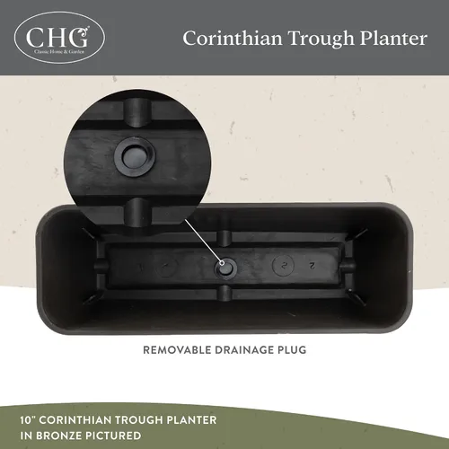 Vista 3 de Classic Home and Garden Jardinera Corinthian Trough, 10", Bronce