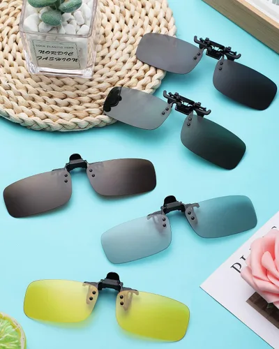 Vista 7 de 5 pares de gafas de sol polarizadas con clip sin borde, gafas de conducción antirreflejos
