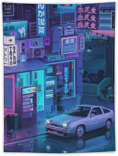 Vista 10 de josnmre Jdm Car Ae86 Tokyo Street Neno - Tapiz de pared para dormitorio, arte estético, decoración del hogar, dormitorio, aula, sala de estar, 30 x