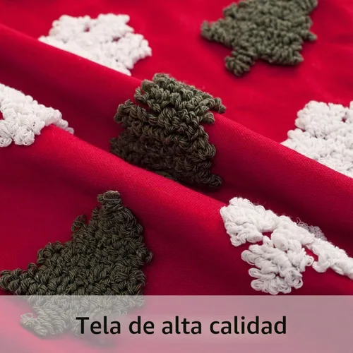 Vista 2 de Juego de 2 fundas de almohada acolchadas de Navidad de 20 x 20 pulgadas, árbol de Navidad rojo con copo de nieve, funda de almohada para fiesta
