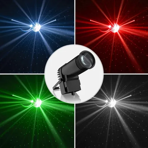 Vista 2 de U`King Pinspot Light RGBW 10W LED Beam Pin Spot por DMX 512 Proyector controlado activado por sonido para espejo, fiesta, boda, DJ, discoteca