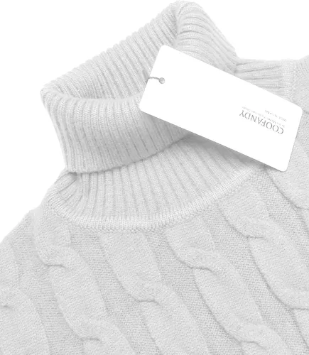 Vista 4 de COOFANDY Suéter de cuello alto ajustado para hombre, suéter de punto trenzado casual