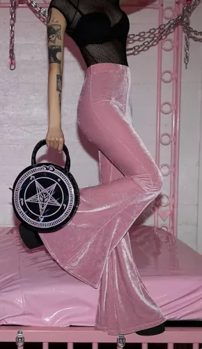 Vista 4 de Killstar Baby Baphomet Pentagram holográfico punk gótico Rave bolso, Negro Rosa