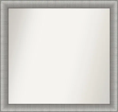 Vista 280 de Amanti Art Espejo de baño plateado para sobre el fregadero, 28 x 37 pulgadas, elegante espejo rectangular de peltre cepillado, marco de madera
