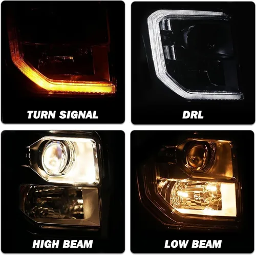 Vista 6 de SOCKIR Conjunto de Faros Delanteros LED DRL Compatible con GMC YUKON SLT SLE/Yukon XL SLT SLE 2015-2020 Faros Halógenos Originales de Fábrica OE Par