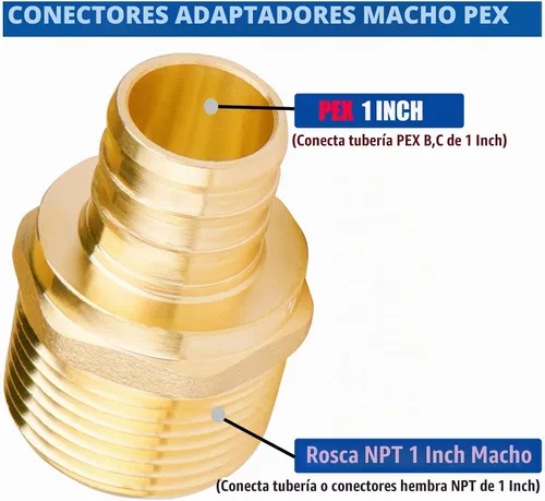 Vista 2 de WHK Paquete de 6 adaptadores PEX-B macho NPT (MNPT) de 1 pulgada x 1 pulgada