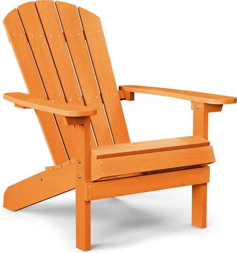 Vista 53 de YEFU Silla Adirondack de plástico resistente a la intemperie, sillas de patio con instalación fácil en 5 pasos, se ve exactamente como madera real