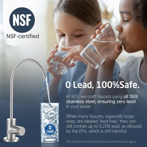 Vista 3 de KES Grifo de agua de ósmosis inversa de acero inoxidable 18/8 sin plomo certificado por NSF para fregadero de cocina, grifo de filtro de agua que se