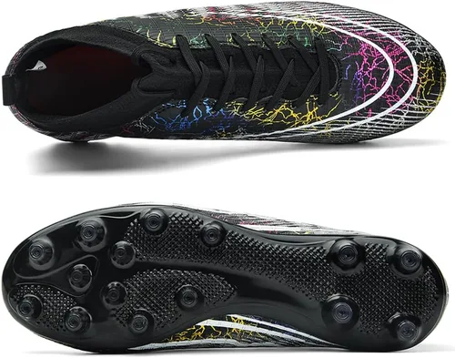 Vista 3 de FREEAJING Zapatos de fútbol para hombre, botas de fútbol de caña alta, zapatos de pinchos, zapatos de fútbol profesional, atlético, fútbol sala
