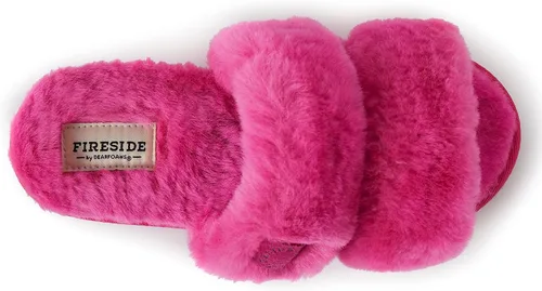 Vista 4 de Dearfoams Fireside Benalla - Pantuflas de piel de oveja de doble banda fácil de poner y quitar para mujer