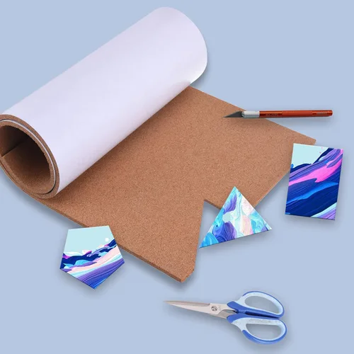 Vista 3 de SUNGIFT Rollo de tablero de corcho de 0.315 in de grosor 50 x 16 pulgadas Cork Rolls Bulletin Boards Self-Adhesive, Natural Cork Tiles, 100 Push