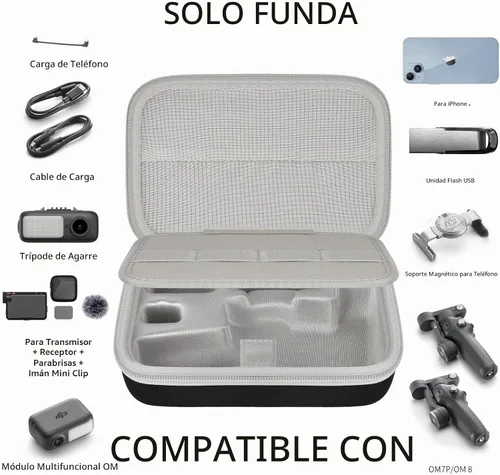 Vista 2 de Funda rígida de goma EVA para DJI Osmo Mobile 8/7P/7, gris Negro+Gris Cremallera