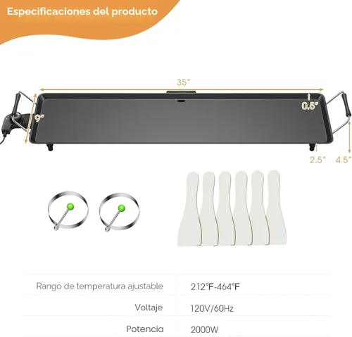 Vista 9 de Plancha eléctrica extra grande de 35 pulgadas, superficies