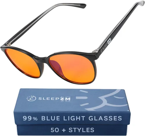 Vista 36 de Blue Light Blocking Glasses for Sleep + Eye Strain Relief Filtration from 35% clear for daytime screens to 100% red for sleep.