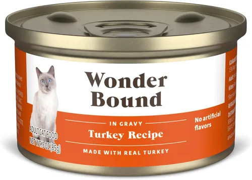 Vista 8 de Marca de Amazon - Wonder Bound, paquete variado de comida húmeda gourmet para gatos con salsa (pavo, pollo, ternera), aves, fabricada en EE. UU., 3