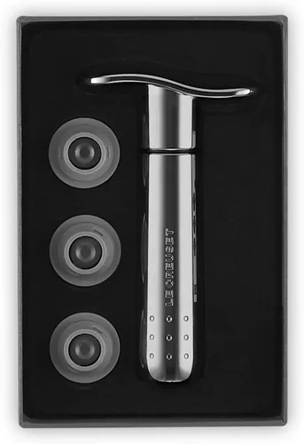 Vista 2 de Le Creuset Bomba de vino y 3 tapones, níquel negro