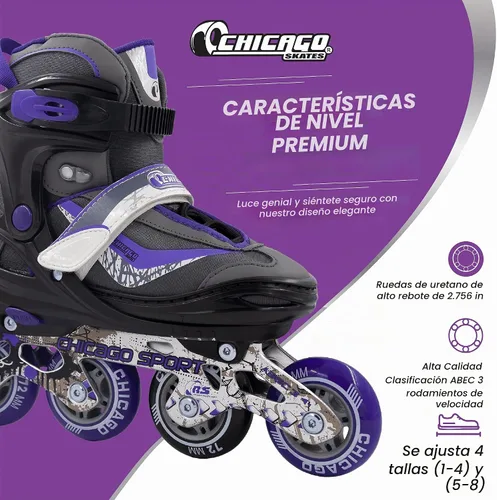 Vista 2 de CHICAGO Skates Patines ajustables para niños en línea