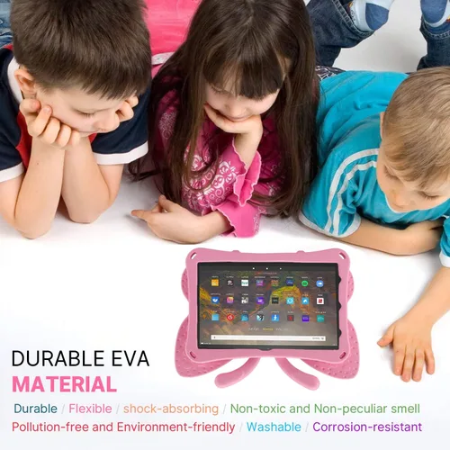 Vista 49 de FW Fire 7 - Funda para tablet para niños, Amazon Fire 7 2022, funda de mariposa con luz de atril, EVA, protección contra caídas, resistente, a