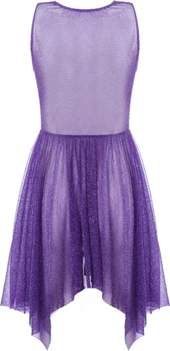 Vista 4 de TiaoBug Vestido de baile lírico con superposición litúrgica transparente y brillante para mujer