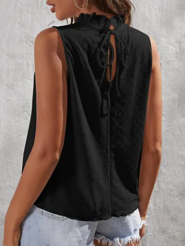Vista 2 de Verdusa Blusa sin mangas con cuello alto falso para mujer