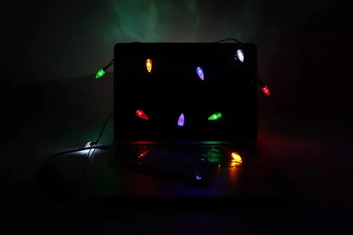 Vista 6 de Cable de carga de teléfono con luz LED de Navidad, cable de carga USB y bombilla de 50 pulgadas, 10 bombillas LED multicolor compatibles