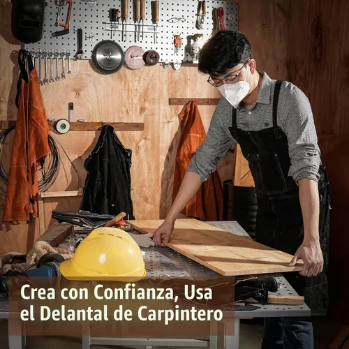 Vista 6 de LeaSeek Leather Welding Apron, Heat & Flame-Resistant Heavy Duty for Men Negro