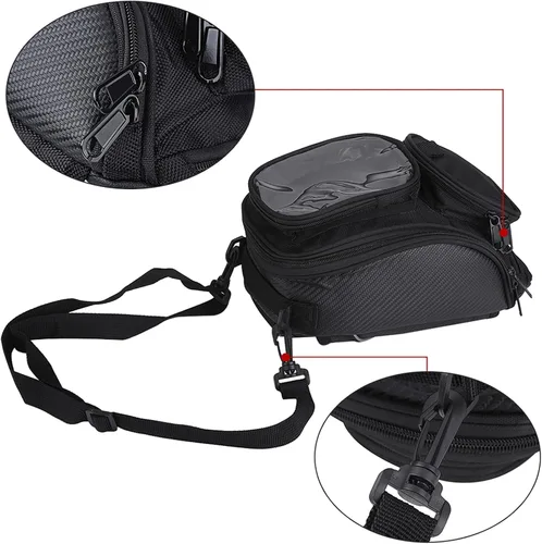 Vista 8 de Negro Universal Motocicleta Motocicleta Montar Fuerte Magnético Impermeable Aceite Tanque de Combustible Bolsa