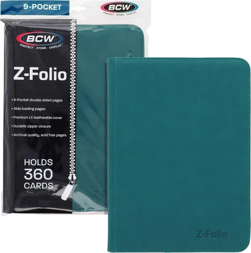 Vista 8 de BCW Z-Folio - Álbum LX de 9 bolsillos - Azul Organizador de tarjetas con cremallera segura Carpeta de colección de tarjetas de cuero sintético