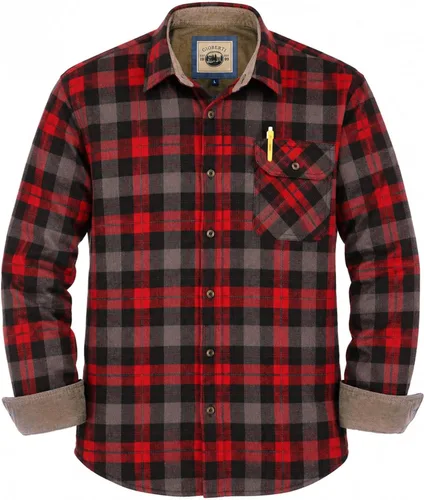 Vista 21 de Gioberti - Camisa a cuadros de franela cepillada de 100% algodón para hombre con contraste de pana Carbón vegetal