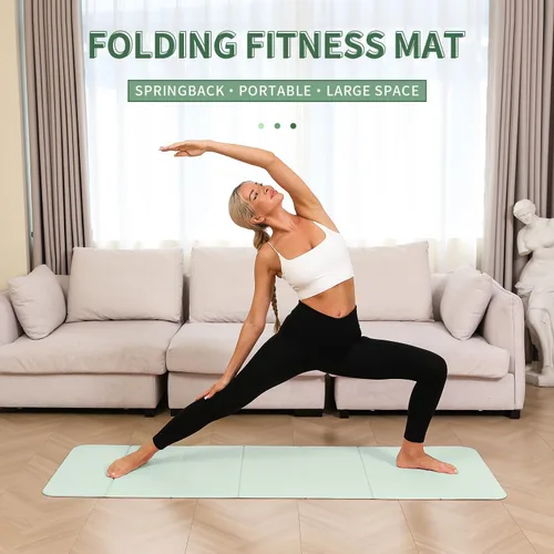 Vista 2 de PAIDU Esterilla de yoga plegable – 0.394 in extra gruesa, 75 "26" antideslizante para ejercicio fitness Mat SGS Eco-certificado, portátil