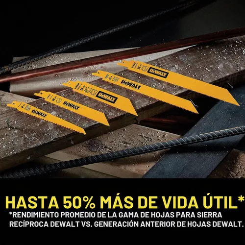 Vista 4 de DEWALT Hojas de sierra recíproca, bimetálicas, juego de 6 piezas (DW4896)