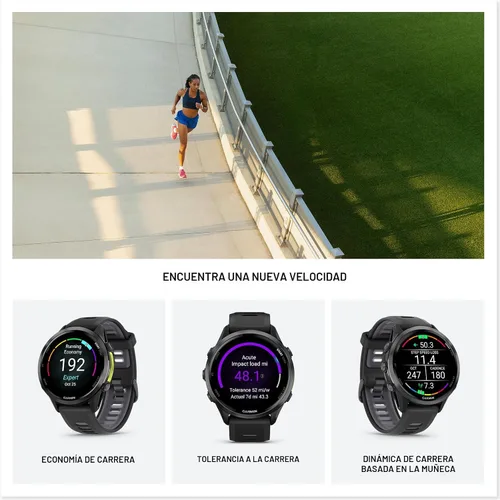 Vista 5 de Garmin® Forerunner® 970, Reloj inteligente premium para correr y triatlón con GPS, pantalla AMOLED, linterna LED incorporada, titanio DLC gris