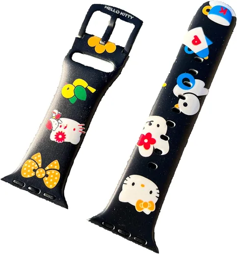 Vista 11 de Correa de silicona para Apple Watch de Hello Kitty para 38/40/1.614 in para Series 7/6/5/4/3/2/1/SE