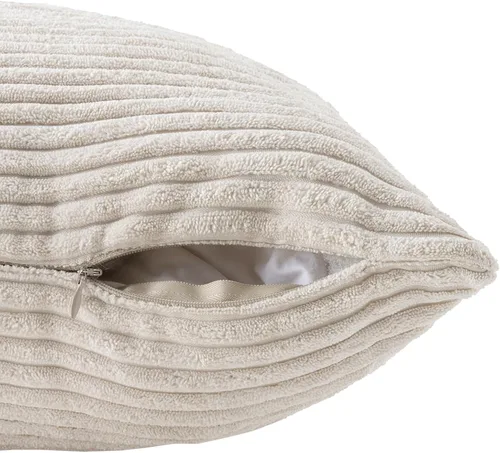 Vista 4 de Volcanics - Juego de 4 fundas de almohada de pana beige crema de 18 x 18 pulgadas Decorative Modern Double-Sided Striped Cushion Cases, Soft Boho