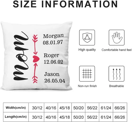 Vista 2 de Custom Mothers Day Pillow Cover Soft Velvet Square Pillow Case with Kids Names Family Names Custom Gift for Mom Mommy from Child Daughter Son, #1