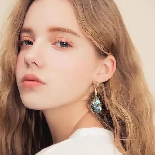 Vista 6 de Aretes de piedra natural para mujer, con piedras curativas, hipoalergénicas, ligeros, colgantes de múltiples estilos, joyería para regalo de fiesta