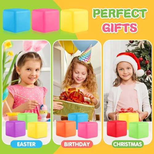 Vista 7 de Fidget Toys - Cubo de estrés, 24 bolas antiestrés a granel para niños y adultos, cubo de estrés de aumento lento, bolas de estrés, bola cuadrada
