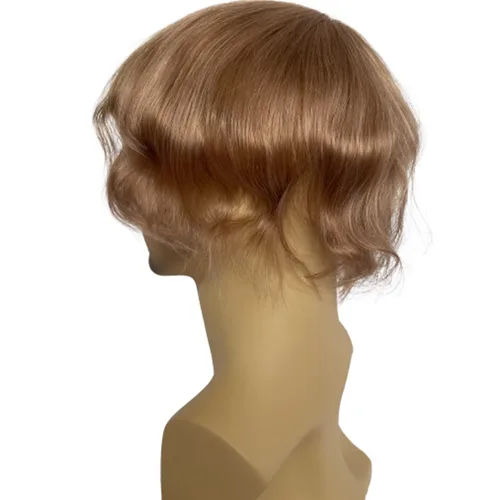 Vista 4 de Voloria Postizo humano virgen europeo para hombre tupé ultra transparente piel fina PU piezas de pelo de repuesto 10"x8" tamaño base #21 color rubio