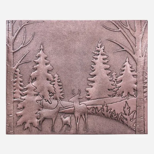 Vista 9 de Protector contra salpicaduras de cocina, escena del bosque con protector contra salpicaduras de cobre de la familia de ciervos, panel de cobre