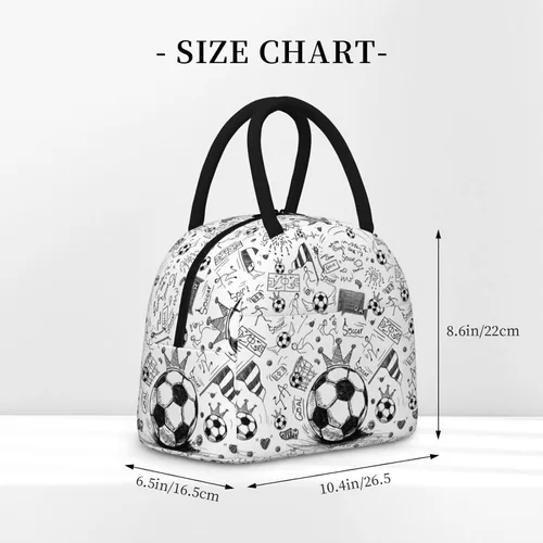 Vista 3 de Fiambrera de fútbol con bola portátil aislada, bolsas de almuerzo reutilizables para niños, niñas, hombres, mujeres, escuela, trabajo, oficina